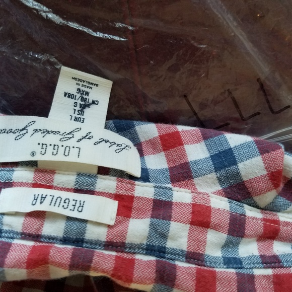 H&M LOGG Red Plaid Short Sleeve Button Up Shirt - Picture 8 of 8